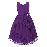 Candykids　子供　ヤングレディードレス　エレガントフォマールドレス　キッズ フォーマル 結婚式 発表会 七五三　演奏会　入学式 入園式 (130cm, パープル)