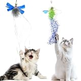 (交換用ヘッドのみ含む) 3 of Ni 猫じゃらし うさぎの毛 天然毛 ねこじゃらし 猫玩具 またたび 猫 おもちゃ 一人遊び ねこおもちゃ交換用 猫のおもちゃ屋内猫用 (Butterfly*2)