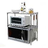 調節可能なステンレス鋼多機能電子レンジオーブンシェルフラックスタンディングタイプダブルキッチン収納ホルダー