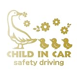 デザイン工房ＳＩＧＮＳ 車ステッカー Child in car 14 綺麗にはがせる 車 ステッカー アヒル ひよこ ゴールド