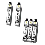 【稲妻トナー】エプソン Epson 用 IC50 インク ブラック 黒 互換インクカートリッジ 計5本 ICBK50 対応機種:EP-702A EP-704A EP-774A EP-705A EP-802Aなど