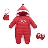 Hzjundasi 赤ちゃん スノースーツ 幼児新生児 フーディーダウ ジャケット ワンピース 冬 厚い ロンパーセット 0-24月 ジャンプスーツ