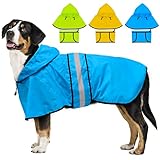 Dolitego 犬用レインコート- 防水調節可能な反射型犬用レインコートジャケット, 小型犬中型犬大型犬 軽量 通気性 ポンチョスリッカー 帽子付 散歩用 着脱簡単 梅雨対策 犬用防水服 (LL, 青)