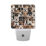 Alaza LED Night Light withスマートDusk to Dawnセンサー、犬のコラージュ36ヘッドプラグin Night Light Great Forベッドルームバスルーム、廊下