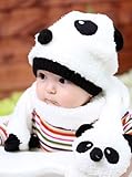 かわいい パンダ の もこもこ 帽子 ＆ マフラー & 靴下 (Global Trade Japan オリジナル3点セット) ニット 帽子 ベビー 用 子供 用 小さな お子様用 防寒 幼児 キッズ 