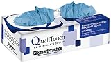 Smart Practice 433665 QualiTouch Nitrile Left/Right Fitted Gloves, Size 6.5, Blue (Pack of 100) by S
