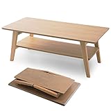 テーブル センターテーブル 折りたたみ 天然木 タモ材 取り外し可能 棚板 ナチュラル