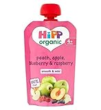 HiPP Organic Peach, Apple, Blueberry & Raspberry 4+ Months 100g (Pack of 2) - ヒップ有機桃、リンゴ、ブルーベリー＆ラズベリ