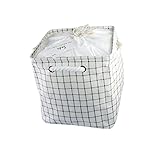 収納・洗濯・雑貨・衣類 お洒落な格好と絵柄 内面コーティング防湿気設計 防塵蓋付き 折り畳み片付け可能 ストレージ ランドリー 箱 かご ケース バスケット ボックス（正方形）＿