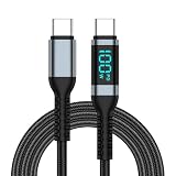 USB Type Cケーブル 100W/5A PD対応 Type-C to Type-C 急速充電 LEDデジタル表示ナイロン編み型c充電ケーブル MacBook Air/Pro13, Samsungなど機種対応