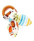 Organic Natural Maple Wooden Teething Ring Toy - Bunny Ears Teether - 100% Owl & Stripess Cotton Fro