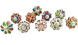10 Pieces Dotted Mix Color Multi Designed Ceramic Cupboard Cabinet Door Knobs Drawer Pulls & Chrome 