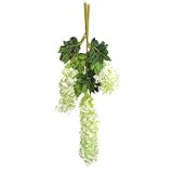 （なないろ館）華やぐ！シルク 造花 藤 110cm 結婚式 パーティー 装飾 花輪 壁掛け 観葉植物 ウェディング デコレーション 飾り 演出 (白・6本)