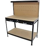 ワークテーブル ワークベンチ 黒 工作台 作業台 作業台幅約1200mm 作業台奥行約597mm 作業台耐荷重約80kg 有孔ボード ペグボード パンチングボード 引き出し DIY 日曜大工 万能作業