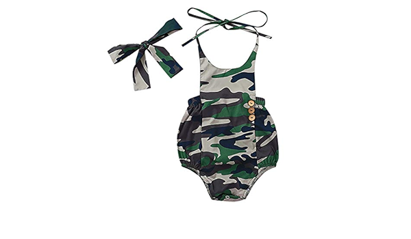 Amazon Co Jp Mealeaf Newnorn 乳児 女児 カモフラージュ ヘアバンド ロンパー ボディスーツ パリースーツ 0 18m 6 9 Months グリーン Mealeaf 010 服 ファッション小物
