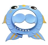Seliyi ベビー シャンプーハット シャワー用防水帽 バスグッズ 赤ちゃん入浴用品 キッズ 子ども 幼児 可愛い 金魚型 耳あて付 シャンプー 保護 洗髪ハット ブルー