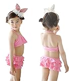 「楽々セレクトショップ」DUDU&MUMU正規品　大人気　可愛い子供用水着 女の子 ピンクチェリー スクール 桜桃 セパレート 上下セット 女児 ガールズ ビキニ キャップ付き 海水浴 スイミング ベ