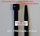Serious Ties - Extra Heavy Duty Cable Ties (10, 24 Inch/175Lbs/UV Black) [並行輸入品]