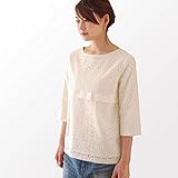 Pearls 胸にグログランリボンをのせた 授乳口つき ラッセルレース ブラウス off white