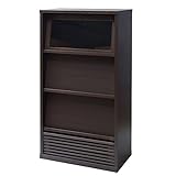 日本製(大川家具) フラップ扉マガジンボード引出付幅75 ブラウン 3261