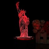 3d new york city statue of liberty touch remote 7 color changing