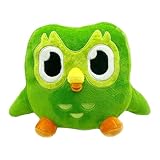 フクロウのぬいぐるみぬいぐるみ。Duolingo フクロウのぬいぐるみ、緑のフクロウのぬいぐるみ、枕のような漫画、クッションやホームデコレーション。その会社を感じさせてください