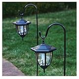 Jiawei Technology L3C-N2-BK-2 LED Solar Hanging Lantern Coach Style With Shepard's Hook Black Plasti
