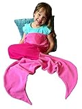 Mermaid Tail Blanket Softest Comfy Cozy Fleece Blankie for Kids (Hot Pink & Pink) [並行輸入品]
