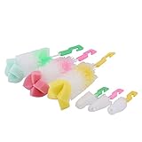 uxcell コップニップルボトルブラシ擦り 家庭用品 プラスチック 掃除 ガラス マルチカラー 3セット