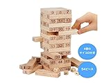木製数字ブロック（54ブロック4サイコロ）大人も子供も楽しめる知育玩具　ジェンガの遊び方で遊び感覚で数字に強くなる