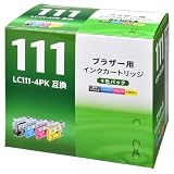 オーム電機 ブラザー互換インク LC111-4PK互換 4色パック INK-B111B-4P