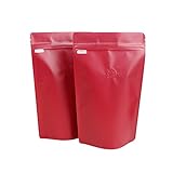 価格/ 50個Aspireコーヒーバッグwith Degassingバルブand Ziplock、複数のサイズ( 4oz、8オンス、16オンス、FDA準拠 One size ER0042_RED8OZ