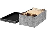 Creative Scents Black & White Herringbone Design Pattern Fabric Storage Box, Lidded Shelf-Storage Bi