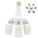AC100V~265V LED電球　E26/E27口金ソケット　1個　口金変換アダプターE26-E26　分配アダプター　照射角度自由に調整可能　スプリッタ (E26 7分岐ソケット)