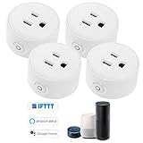 OWSOO WIFIスマートプラグ ミニスマートコンセント ハブ不要 Amazon Alexa/Home用音声コントロール IFTTT 無線リモコン オン/オフボタン付き 電源制御 遠隔操作 4個