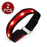 ランニングのためのLEDライトでGOGOリストバンドは、2のジョギングサイクリングセットをウォーキング - レッド - one size