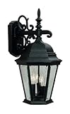 Livex Lighting 7560-04 Hamilton 3 Light Black Cast Aluminum Outdoor Wall Lantern with Clear Beveled 