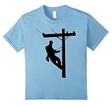 Kids Lineman Shirt | Electric Cable Lineman T-Shirt Gift 8 Baby Blue [並行輸入品]