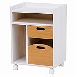 キャスター付き収納ワゴン 収納棚 【幅40cm×奥行30cm】 ウォッシュホワイト 木製 引き出し付き MUD-6815WS