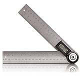 Wholehot 2in1デジタル角度計　分度器　360度角度定規　長さ測定器　0-200mm　目盛り付き　ステンレス製　高精度　木工ツール　測定工具