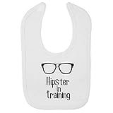 (フロソ) FLOSO 赤ちゃん・ベビー用 Hipster In Training(ヒップスター訓練中)プリント ベルクロビブ スタイ (ワンサイズ) (ホワイト)