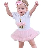 FOLOBE 赤ちゃん 子供 新生児服 ベビー 女の子ロンパース 白色Tシャツ上着+ピンクチュールスカート 二点セット 可愛い 誕生日 遊び 記念 撮影 お祝いプレゼント 萌え服