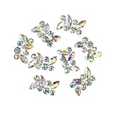 デコパーツ 大きめ ラインストーン ビーズ オーロラ【8粒入り】台座シルバー ビジュー ガラスストーン ハンドメイド 手芸 アクセサリー 一連 約25mm×約20mm きらきらぷんぷん丸 CB-022