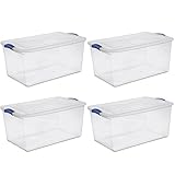 Sterilite 105 Qt。/ 99 Lラッチボックス、スタジアムブルー – 4パック