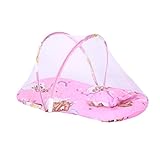 【ノーブランド品】 幼児　赤ちゃん　蚊　昆虫　ベビー蚊帳　クレードル　ベッド　ネット　ネッティング　キャノピー　マットレス　全2色 - ピンク