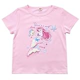 [WIEWILY] アリエル半袖tシャツ キッズ プリンセスtシャツ マーメイド 子供服 立体的なフィッシュテール スパンコールtシャツ 綿 スウェットシャツ 夏服 オシャレ ガールズ 100～140センチ