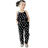 Chinatera Little Girls Heart Print Ruffle Tank Romper Jumpsuits with Belt (6T: 110-115cm for 6-7Y) [