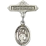スターリングシルバー赤ちゃんバッジwith聖KilianチャームとGodchildバッジピン1 x 5 / 8インチ