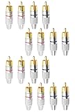 shymie 金メッキ RCA プラグ rca 端子 ミキサー ターミナル はんだレス オス ジャック オーディオケーブル レッド ブラック 16 個 セット