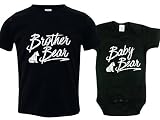 Texas Tees Clothingクマの兄弟、熊シャツ、Brother Bear Sister Bear、ベビーボディスーツ カラー: ブラック